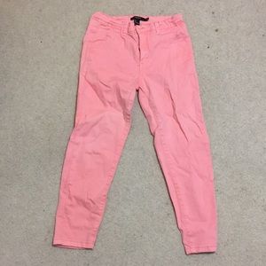 Peach colored skinny jeans
